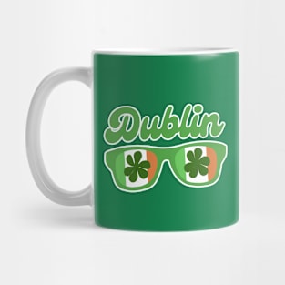 Dublin City Ireland Flag Sunglasses Shamrock St Patricks Day Mug